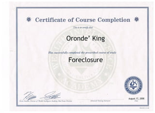 Foreclosure Certification