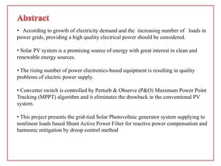 Power Quality Improvement in a Grid connected pv system | PPTX