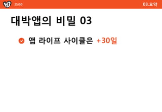 25/50                     03.요약



대박앱의 비밀 03
        앱 라이프 사이클은 +30읷
 