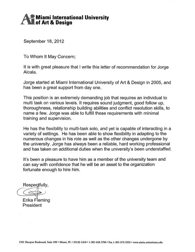 letters of recommendation university of miami recommendation letter