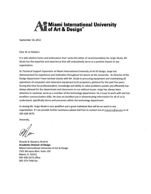 letters of recommendation university of miami recommendation letter