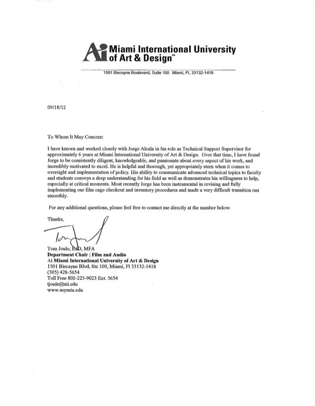 letters of recommendation university of miami recommendation letter