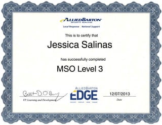 12/07/2013
MSO Level 3
Jessica Salinas
 