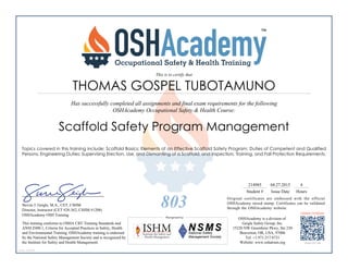 SCAFFOLD SAFETY PROGRAM MANAGEMENT OSHA