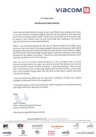 Gaurav Gandhi recommendation letter