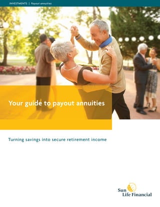 INVESTMENTS | Payout annuities
Your guide to payout annuities
Turning savings into secure retirement income
 
