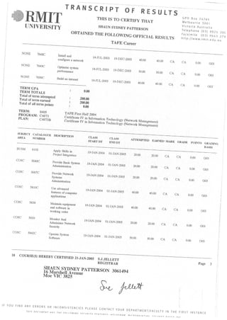 RMIT CERT IV Transcript 2 | PDF