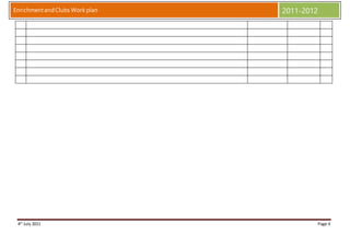 4th
July 2011 Page 4
EnrichmentandClubs Work plan 2011-2012
 
