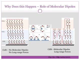 Why Does this Happen – Role of Molecular Dipoles
CoSt – No Molecular Dipoles
No Long-range Forces
CdSt –Molecular Dipoles
Long-range Forces
Phys. Rev. E 83, 041604 (2011).
 