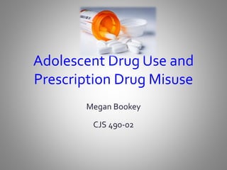 Adolescent Drug Use and
Prescription Drug Misuse
Megan Bookey
CJS 490-02
 