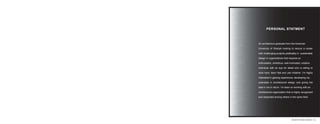 ARCHITECTURAL DESIGN l 04
PERSONAL STATMENT
An architecture graduate from the American
University of Sharjah looking to secure a career
with challenging projects preferably in sustainable
design in organizations that requires an
enthusiastic, ambitious, well-motivated, creative
individual with an eye for detail who is willing to
work hard, learn fast and use initiative. I’m highly
interested in gaining experience, developing my
potentials in architectural design and giving the
best in me in return. I’m keen on working with an
architectural organization that is highly recognized
and respected among others in the same ﬁeld.
PERSONA
An architecture gradu
University of Sharjah
with challenging proje
design in organization
enthusiastic, ambitiou
individual with an ey
work hard, learn fast
interested in gaining e
potentials in architec
best in me in return. I
architectural organiza
and respected among
 