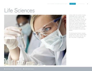 SPIGITENGAGE CUSTOMER SUCCESS BOOK INDUSTRY LIFE SCIENCES 5
06 UnitedHealth Group 07 Novant Health 08 Cambia Health Solutions
Leading health care providers including
UnitedHealth Group, Cambia Health
Solutions, Adventist Healthcare, The
Hospital for Sick Children, Covidien, Life
Technologies, DaVita, Blue Cross Blue
Shield of North Carolina, and Novant
Health have selected SpigitEngage to
power their innovation programs. They
are reducing costs and improving patient
outcomes by engaging the crowd to
surface and execute on the best ideas
available.
The pharmaceutical industry, including
companies Pfizer, Merck, Sanofi Aventis,
Novartis, Novo Nordisk, and Teva, also
rely on the power of SpigitEngage.
Life Sciences
 