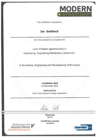 Modern Apprenticeship Certificate