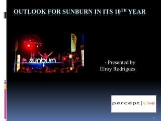 OUTLOOK FOR SUNBURN IN ITS 10TH YEAR
- Presented by
Elroy Rodrigues
1
 