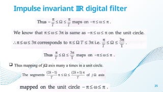  Thus mapping of jΩ axis many a times in a unit circle.
Impulse invariant IIR digital filter
25
 