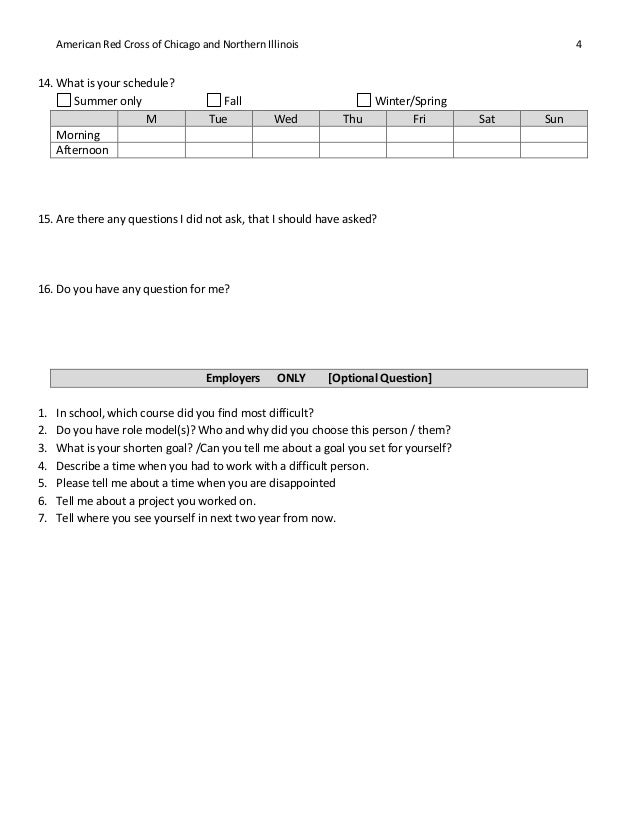 Youth Volunteer Interview question