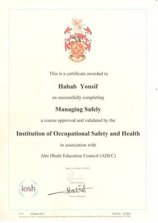 Habab H&S cirtificate