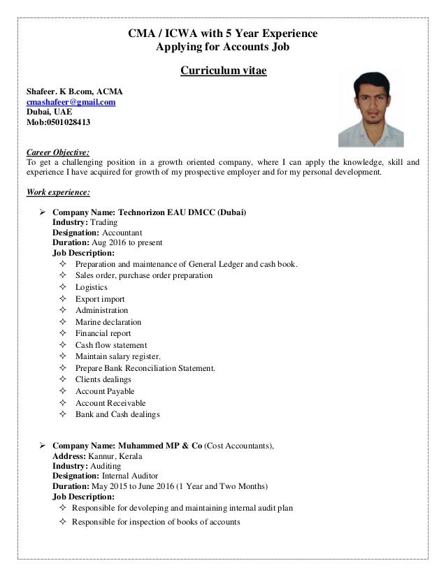 shafeer k b com acma cma work experience
