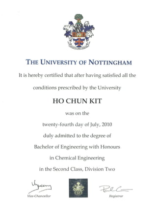 Nottingham Certificate (BEng)