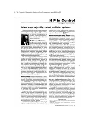 H P In Control Columnist, Hydrocarbon Processing, June 1994, p23
 