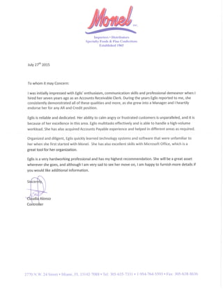 Recommendation Letter - Monel, Inc.