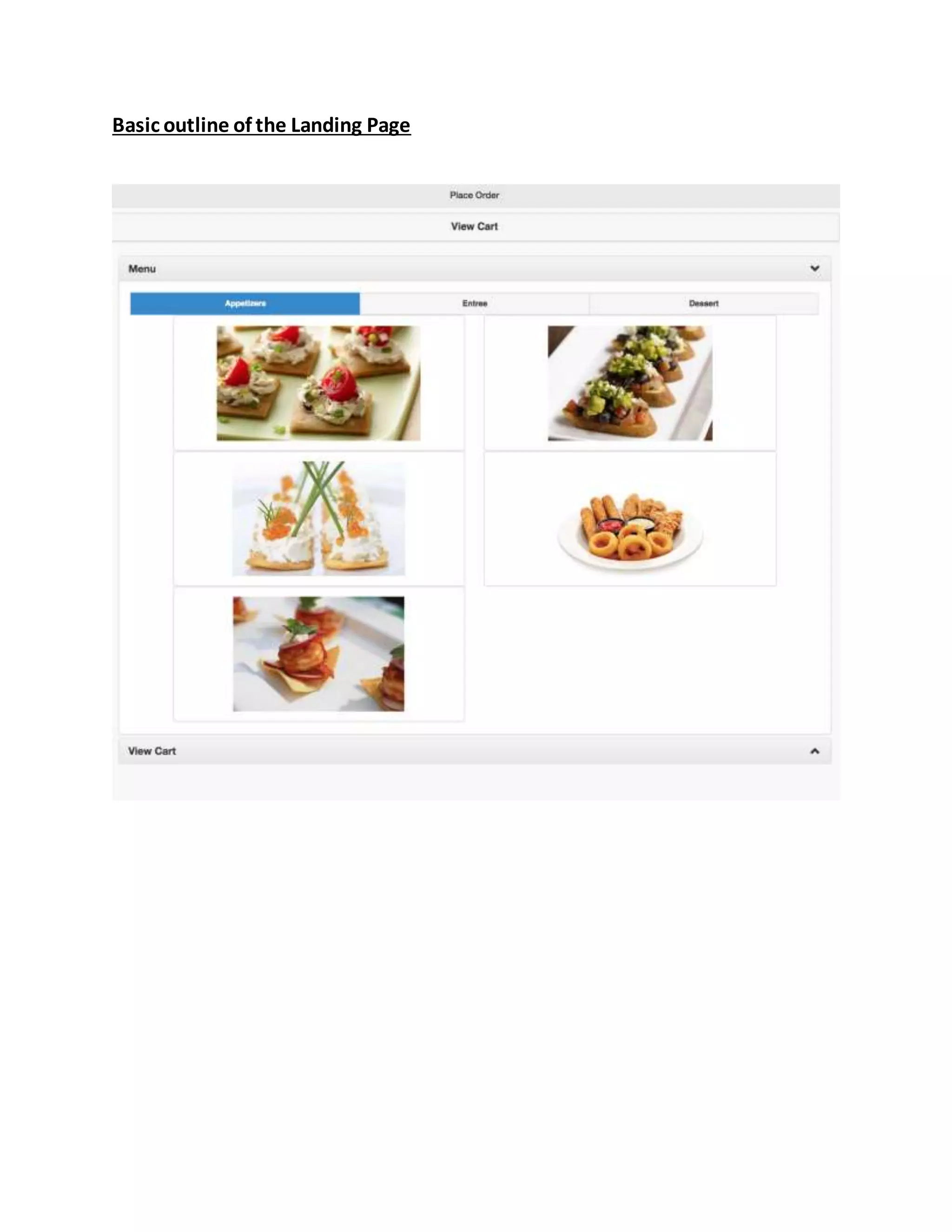 Basic outline of the Landing Page
 
