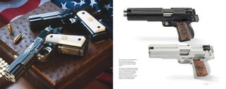 24 25
LEFT, THE AF2011-A1 CAN BE ORDERED
WITH SPECIAL ENGRAVING, GOLD
INLAY, OR INITIALS AND MONOGRAMS,
ACCORDING TO THE FINAL CUSTOMER
WISHES.
IN THIS PAGE, THE COMPARISON BETWEEN
THE STAINLESS VERSION OF THE ORIGINAL
AF2011-A1 SECOND CENTURY DOUBLE
BARREL PISTOL WITH 5 INCH BARRELS
AND THE NEW AF2011 DUELLER™,
SPORTING A COUPLE OF MIGHTY 6.5 INCH
BARRELS, FOR EXTENDED BALLISTIC
ACCURACY AND STOPPING POWER.
 