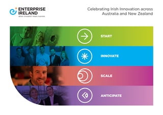 Celebrating Irish Innovation across
Australia and New Zealand
END OF YEAR
STATEMENT 2015
Start Innovate Scale Anticipate
INNOVATE
START
SCALE
ANTICIPATE
Driving Enterprise,
Delivering Jobs
Enterprise Ireland
End of Year Statement 2015
 
