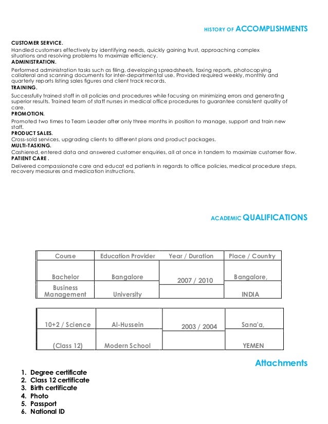 Customer service agent CV