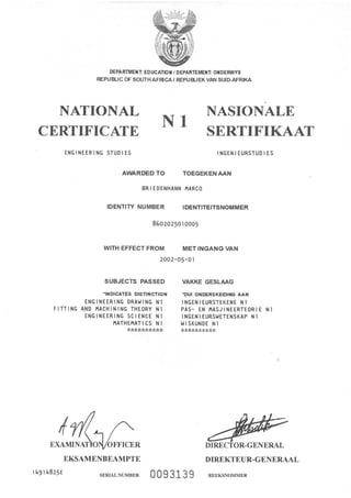 National Certificate N1