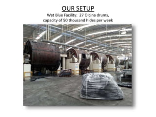 OUR SETUP
Wet Blue Facility: 27 Olcina drums,
capacity of 50 thousand hides per week
 