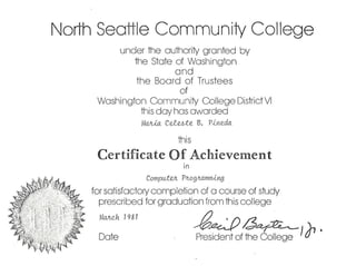 North Seattle Community College - Certificate