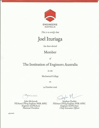 Engineers Australia Certificate