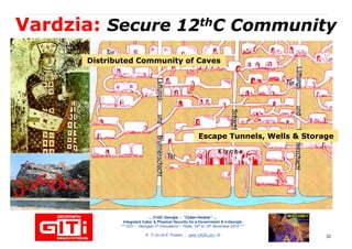 VardziaVardzia:: Secure 12Secure 12ththC CommunityC Community
Distributed Community of CavesDistributed Community of CavesDistributed Community of CavesDistributed Community of CavesDistributed Community of CavesDistributed Community of Caves
Why CyberWhy Cyber--VardziaVardzia??Why CyberWhy Cyber--VardziaVardzia??Escape Tunnels, Wells & StorageEscape Tunnels, Wells & StorageEscape Tunnels, Wells & StorageEscape Tunnels, Wells & StorageEscape Tunnels, Wells & StorageEscape Tunnels, Wells & Storage
… 21stC Georgia :… 21stC Georgia : “Cyber“Cyber--VardziaVardzia”” ……
Integrated Cyber & Physical Security for e-Government & e-Georgia
*** GITi – “Georgian IT Innovations”– Tbilisi, 10th to 12th November 2010 ***
© Dr David E. Probert : www.VAZA.com ©
(c) Dr David E. Probert -
www.vaza.com
32
ვარძიავარძიავარძიავარძიავარძიავარძიავარძიავარძია
 