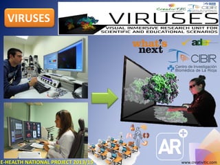 VIRUSES - Visually Immersive Researching Unit for Scientific and
Educational Scenarios is a National e-health R&D project developed in
collaboration with CIBIR – Center for Biomedical Research of La Rioja
(www.cibir.es). Focused on Research, Health and Education, the
outcome of the project consists of an immersive and collaborative
visualization system for images coming from PET-TAC and Confocal
Microscopy, designed to improve the accuracy, speed and efficiency in
clinical diagnostics and biomedical research. This project is partially
supported by the Government of La Rioja (SPAIN) through its
Economic Development Agency (ADER).
VIRUSES – www.3dviruses.com
budget: 382.476 EUR
2013/12/01 – 2016/07/31
 