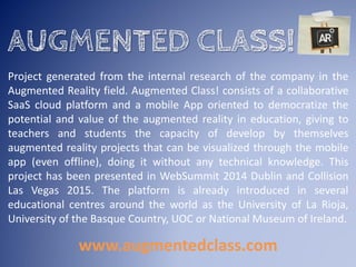 OTHER SOLUTIONS IN THE MARKET
Medical SW
with 3D
Visualization
Virtual
Reality
Tools for
medicine
Work with real
patients’ info
Validated by
professionals
Virtual &
Immersive
experience
Real 3D view (not
video/simulation)
Gestural
computation
Used in clinical
diagnosis
 