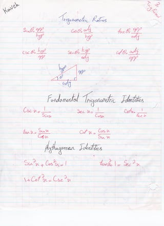 Trig formulas MATH201 | PDF