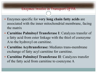 transport of fatty acids | PPTX