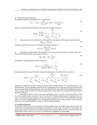Modeling And Simulation Swash Plate Pump Response Characteristics in ...