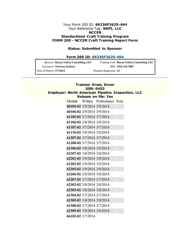 NCCER certification 2014 PDF