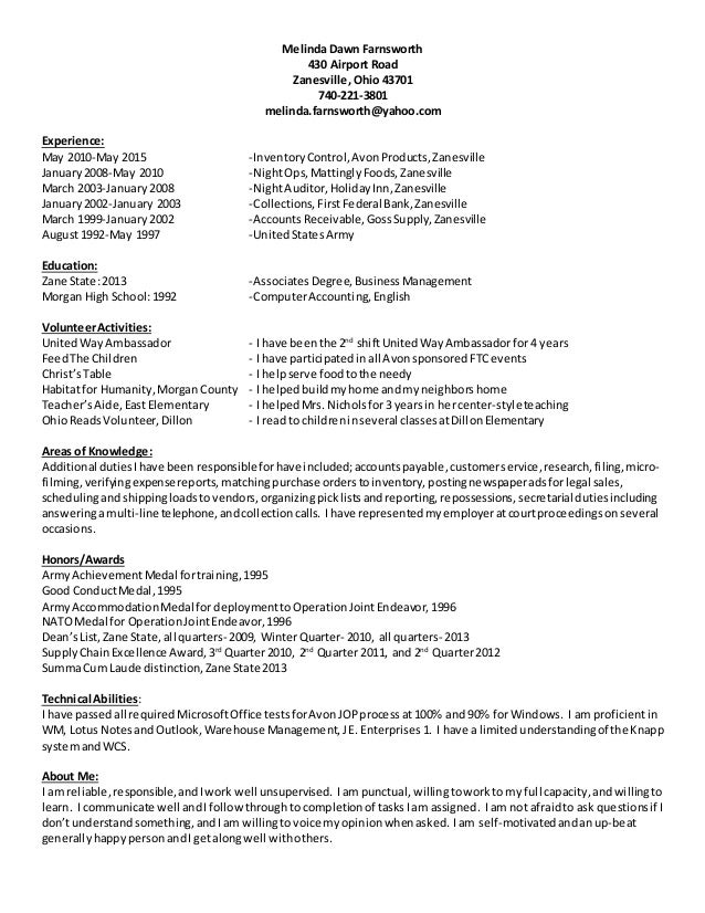 Melinda Farnsworth Resume