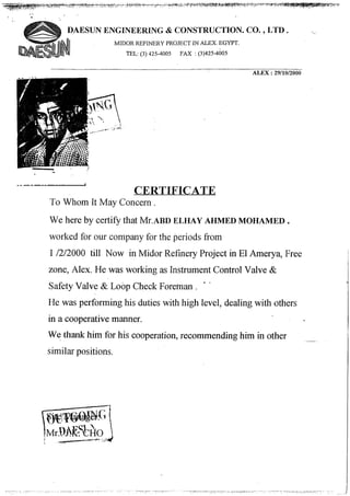 Certificate from DAESUN