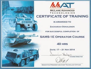 SAMS-1E Certificate