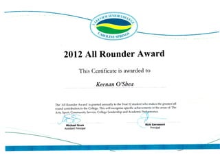 VCE All Rounder Award