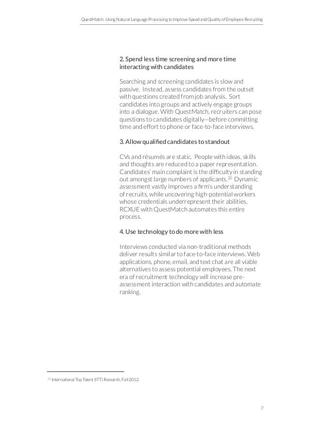 questmatch using natural language processing to improve speed and q