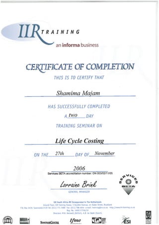 2006 Life Cylce Costing