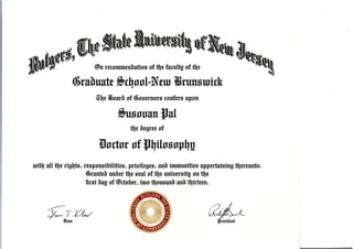 Ph.D. diploma from Rutgers.rotated | PPT