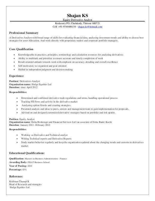 equity analyst resumes