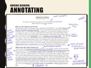 DURING READING:
ANNOTATING
 