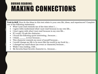 DURING READING:
MAKING CONNECTIONS
 
